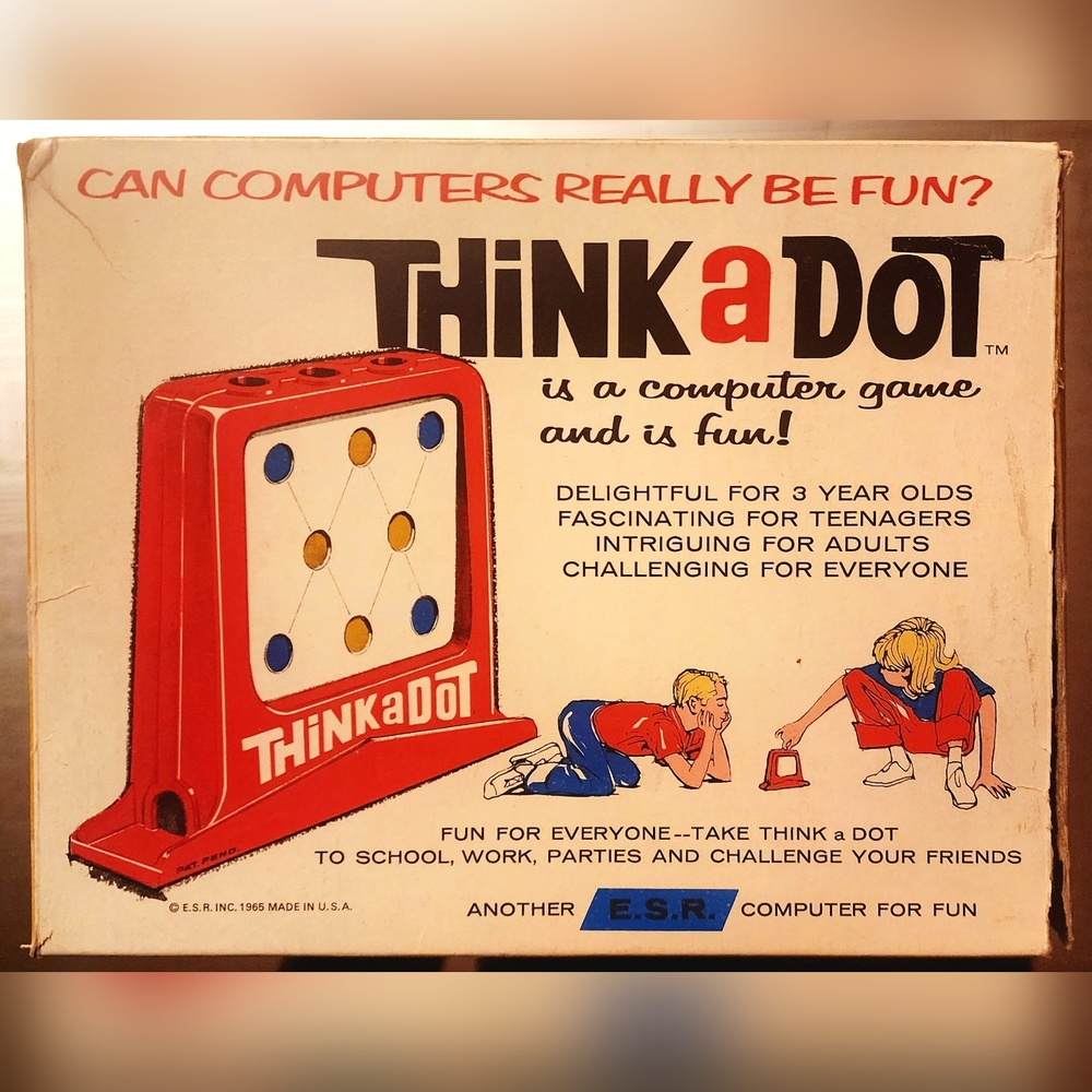 Rare THINK A DOT by E.S.R. 1965  VINTAGE COMPUTER GAME w/ BOX & MARBLE